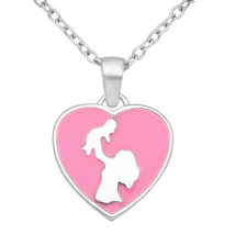 925 Sterling Silver Heart And Mom, Child Pendant Decorated With Colored Enamel - £24.42 GBP