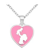 925 Sterling Silver Heart And Mom, Child Pendant Decorated With Colored ... - $587.14 MXN