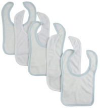 Bambini One Size Boy White Bib With Blue Trim and White Trim (Pack of 5) 80% Cot - £14.37 GBP