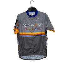 Primal Mens Cycling Jersey Shirt Size Large Bike MS 2015 Gray Yellow Multi Logos - $25.01