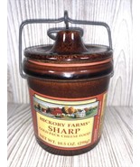 Vintage Small Brown Glazed Stoneware Cheese Crock Wire Bale  - $10.79