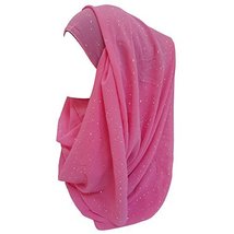  Shimmer Gold Glitters Chiffon Hijab Scarf (Light Pink) - $15.58