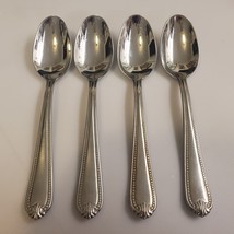 Lenox BEAD Stainless Glossy PLUME (4) 7-1/8" Soup / Place Spoons 18/10 Flatware - $24.99