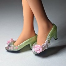 Jem And The Holograms Doll Compatible Handcrafted OOAK Shoes - Pink Flower - £19.98 GBP