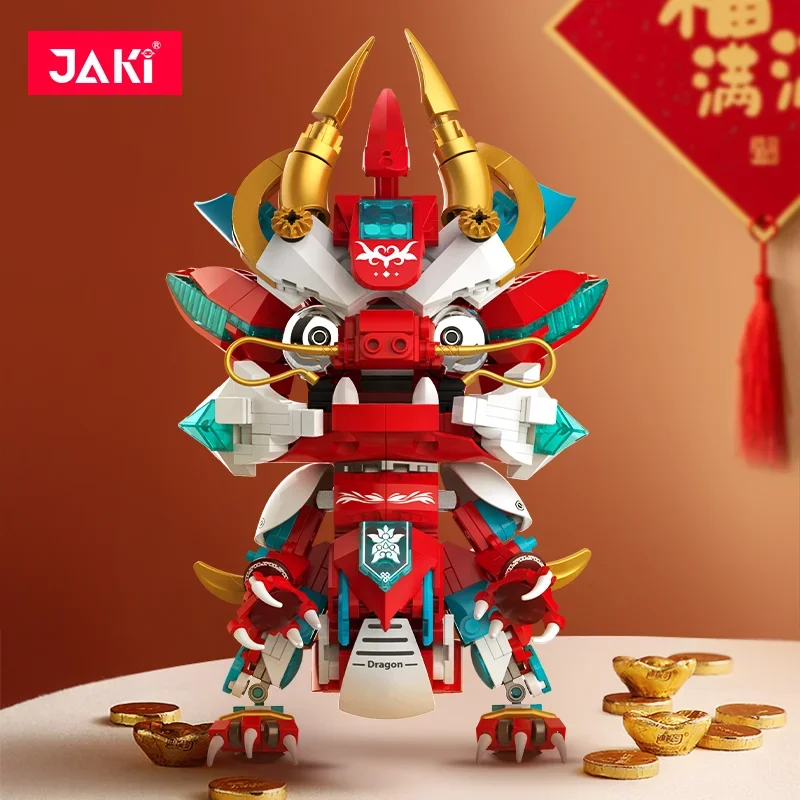 JAKI Blocks Kids Building Toys DIY Bricks Chinese Culture Mythical Puzzle Dragon - £31.36 GBP