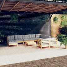 Garden Lounge Set Grey, Pine Solid pine wood, 100% polyester fabric - $33,526.80 MXN