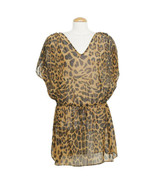 RALPH LAUREN Brown Leopard Print Mesh Tunic Swimsuit Swim Cover Up - £47.54 GBP