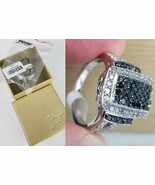 1 ctw black white diamond rhodium sterling silver ring 925 size 7 NEVER ... - €129,82 EUR