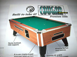 Valley Cougar Pool Table Wall POSTER 1998 Original Table Billiards Art 2... - $18.89