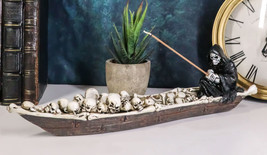 Ebros Charon Grim Reaper Fishing On Boat Of Skulls Incense Burner Statue 11.5&quot;L - £16.04 GBP