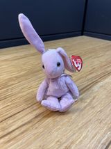 Ty Basket Beanie Beanie Floppity Purple Bunny Plush 2001 Spring Easter K... - $9.89