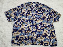 VTG Disneyland Resort Mens XL AOP ALL-OVER Mickey Minnie Mouse Hawaiian Shirt - £25.35 GBP