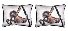 Pair of Betsy Drake Betsy’s Monkey Small Pillows 11X 14 - £54.80 GBP