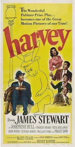 Primary image for HARVEY MOVIE POSTER 11x17 IN JIMMY STEWART RABBIT 27x43 CM ELWOOD P. DOWD RARE