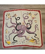 Bent Karlby Danish Designer Scarf Enchanted Octopus 36&quot; x 34&quot; Vintage 19... - €216,47 EUR