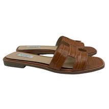 Steven Steve Madden Hunnie Croc Embossed Slides Sandals Heels Brown Wome... - $34.64