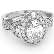 Three Stone White Topaz Diamond Peekaboo Halo Engagement Ring In 14k White Gold - £638.68 GBP