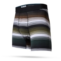 Stance Valenz Brown Green White Black Varied Stripes Cotton Blend Boxers Men&#39;s - £18.37 GBP