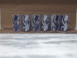 Set of Six (6) Vintage Hazel Atlas Blue &amp; White Tulip Drinking Juice Glasses  - £31.64 GBP