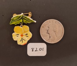 Vintage Dangle Enamel Painted Flower Pin  - $10.99