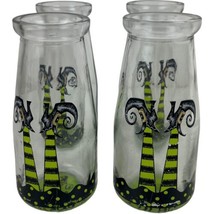 Lot of 4 Witches&#39; Legs Halloween Milk Glass Cups Bottles Drink Up Witches 5-1/2&quot; - £18.49 GBP