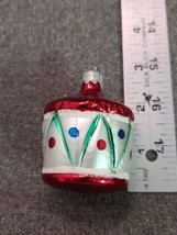 Vintage Glass Snare Drum Christmas Ornament Red Handblown Poland - £7.21 GBP