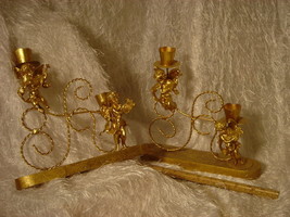 gold angel taper candle holders, 2 pcs - £6.25 GBP