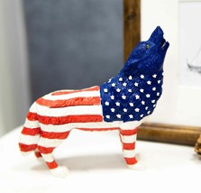 Patriotic American US Flag Native Tribal Howling Wolf Spirit Figurine Collection - £21.64 GBP