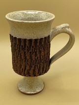 Russ Baldwin art pottery mug with foot &quot;tree bark&quot; Canada VTG ceramic rustic - £24.29 GBP