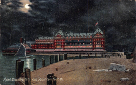 Old Point Comfort Virginia~Hotel Chamberlin By MOONLIGHT~1910s Postcard - £6.91 GBP