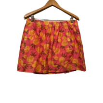 J.Crew Womens A Line Skirt Pink Yellow Pineapple Elastic Waist Lined Cotton M - $12.86