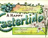 Grande Lettera Floreale Un Happy Eastertide Goffrato 1911 DB Cartolina E3 - $10.20
