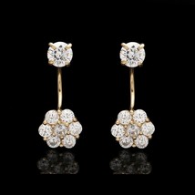 1CT Brilliant Simulated Diamond Cluster Telephone Earring 14k Yellow Gold Plated - £66.79 GBP