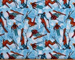Cotton Skiing People Skiers Winter Sports Snow Blue Fabric Print by Yard... - $12.95