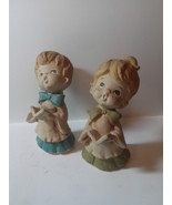 Vintage European Flower Market ceramic boy &amp; girl choir figurines - £14.00 GBP