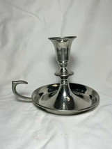 Vtg Reed &amp; Barton Pewter P852 Taper Candle Stick Holder Chamberstick W/ Handle - £23.73 GBP