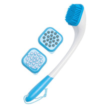 3-in-1 Long Reach Set Silicone Bath Brush Body Wash Lotion &amp; Massager Heads 16&quot;L - £7.93 GBP