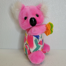 Vintage 1987 Commonwealth Pink Koala Plush Multicolor Flowers Rare Cute Summer - £18.26 GBP