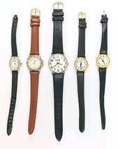 Lot of 5 Vintage Ltd. Womens Quartz Watches w/Leather Bands For Parts or... - $17.50