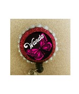 butterfly badge personalized with your name bling Retractable Reel ID Ho... - $11.83