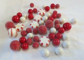 Craft lot 52 pcs Sugar coated Peppermint candies Cranberries - £9.59 GBP
