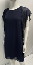 Lauren by Ralph Lauren Navy Blue Shift Dress Chiffon Sexy Elegant Modest NEW 6 - £55.37 GBP