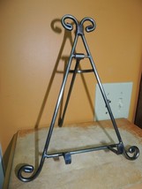 Plate Display Stand / Picture Easel 10&quot; Holder Rack silver metal steel w... - $10.79
