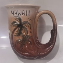 Vintage K&amp;S Hawaiian Creations Stoneware Hawaii Palm Tree Coffee Mug Tik... - £22.06 GBP
