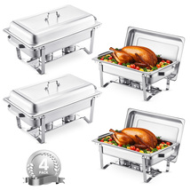 VEVOR Chafing Dish Buffet Set, 8 Qt 4 Pack, Stainless Steel, 4 Full Size... - $125.99