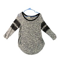 eyeshadow Womens Size Medium Gray Black Lightweight 3/4 sleeve Sweater Pullover - £11.15 GBP