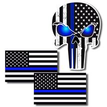 calcomanías de bandera de línea azul fina calavera para automóvil soport... - $14.96