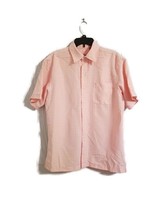 IZOD Luxury Sport Size M Men&#39;s Orange Striped Shirt Button Down Short Sleeve Top - £9.43 GBP