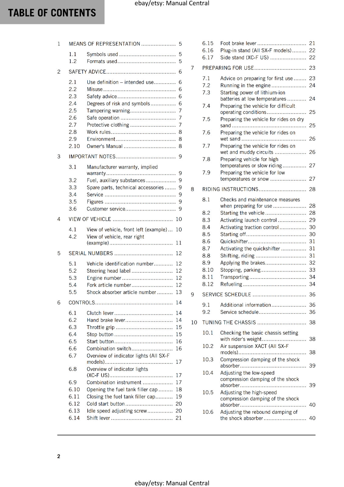 KTM 2024 - 250 SX-F XC-F - OWNERS MANUAL USER GUIDE Item image 3