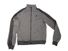 Men&#39;s Adidas Full Zip Track Jacket Size Small Gray/ Black Excellent Cond... - $21.73